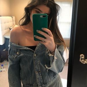 Top shop off the shoulder Jean jacket